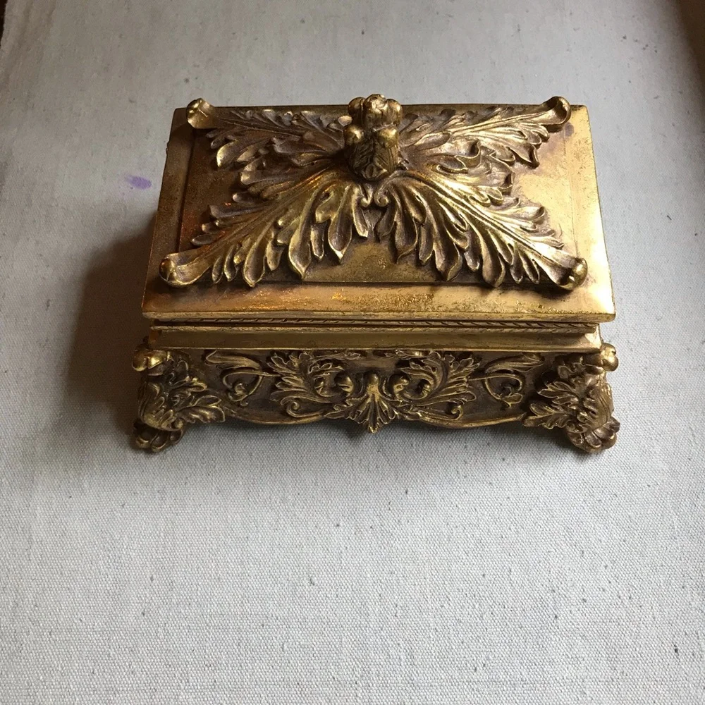 Ornate Baroque Gilded Gold Trinket Jewelry Box - Marie Antoinette Maximalist